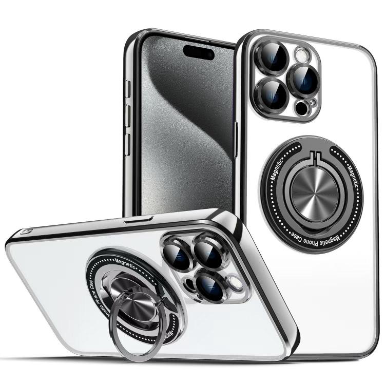 For iPhone 15 Pro Colorful 360 Invisible Ring MagSafe Phone Case