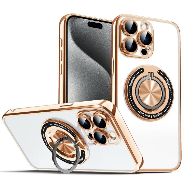 For iPhone 15 Pro Colorful 360 Invisible Ring MagSafe Phone Case