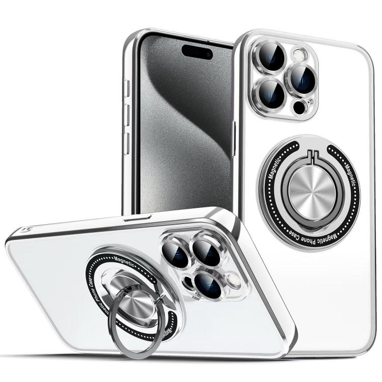 For iPhone 15 Pro Colorful 360 Invisible Ring MagSafe Phone Case