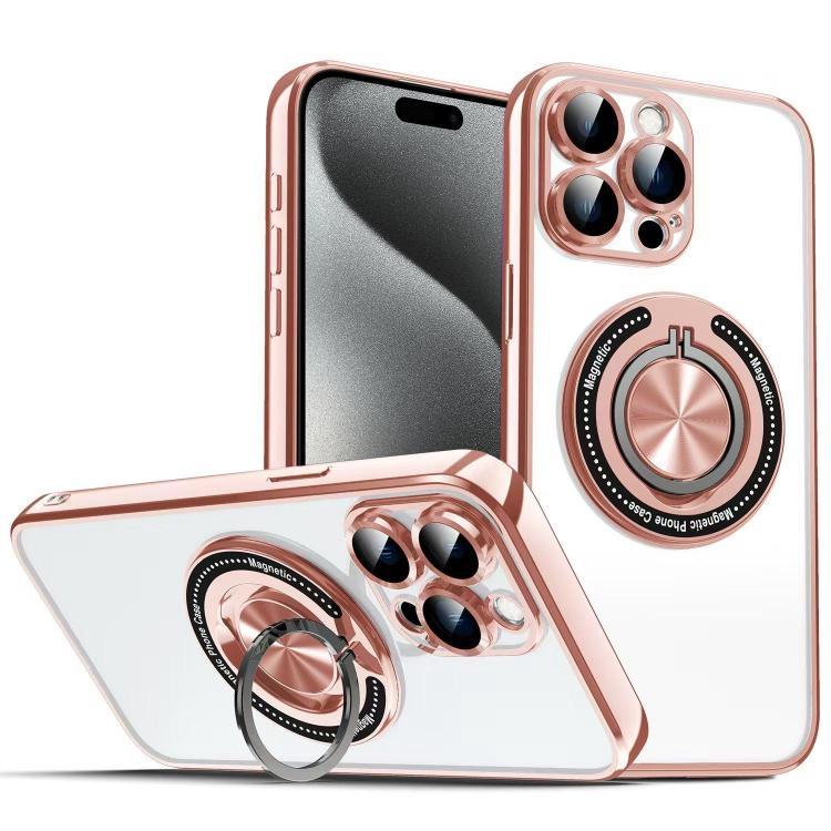 For iPhone 15 Pro Colorful 360 Invisible Ring MagSafe Phone Case