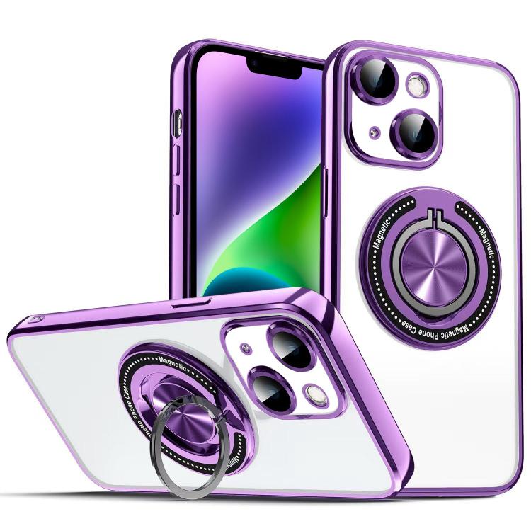 For iPhone 14 Colorful 360 Invisible Ring MagSafe Phone Case