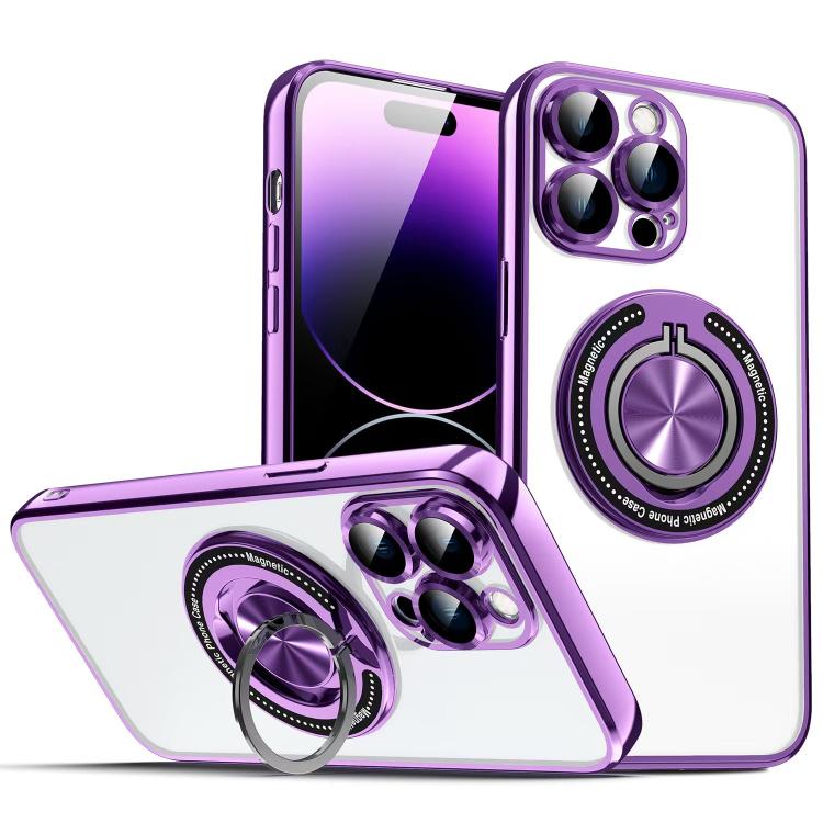 For iPhone 14 Pro Colorful 360 Invisible Ring MagSafe Phone Case