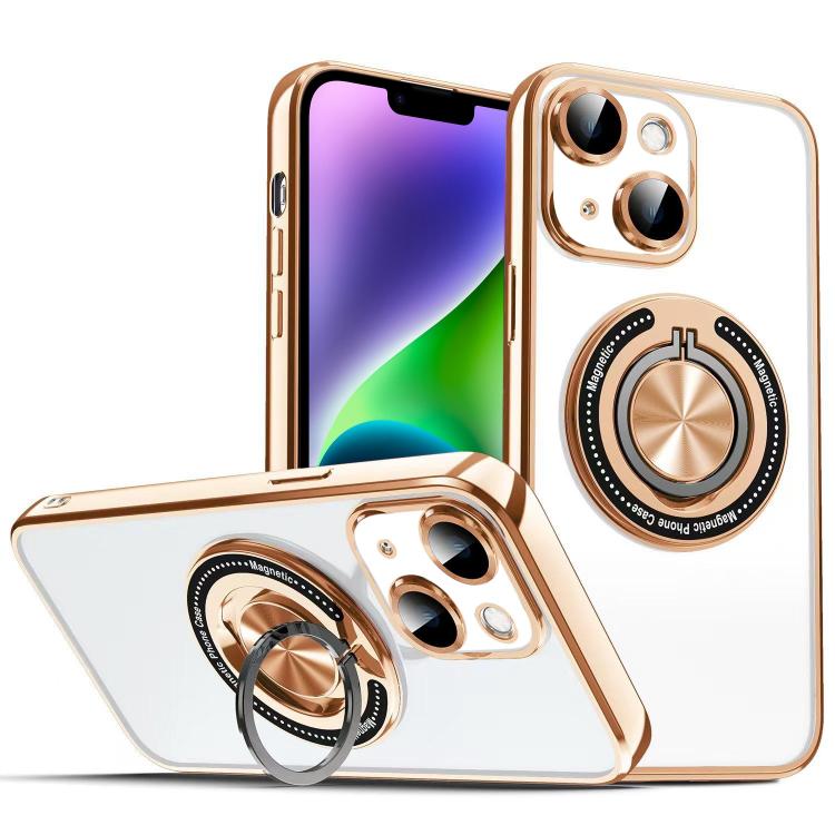 For iPhone 14 Plus Colorful 360 Invisible Ring MagSafe Phone Case