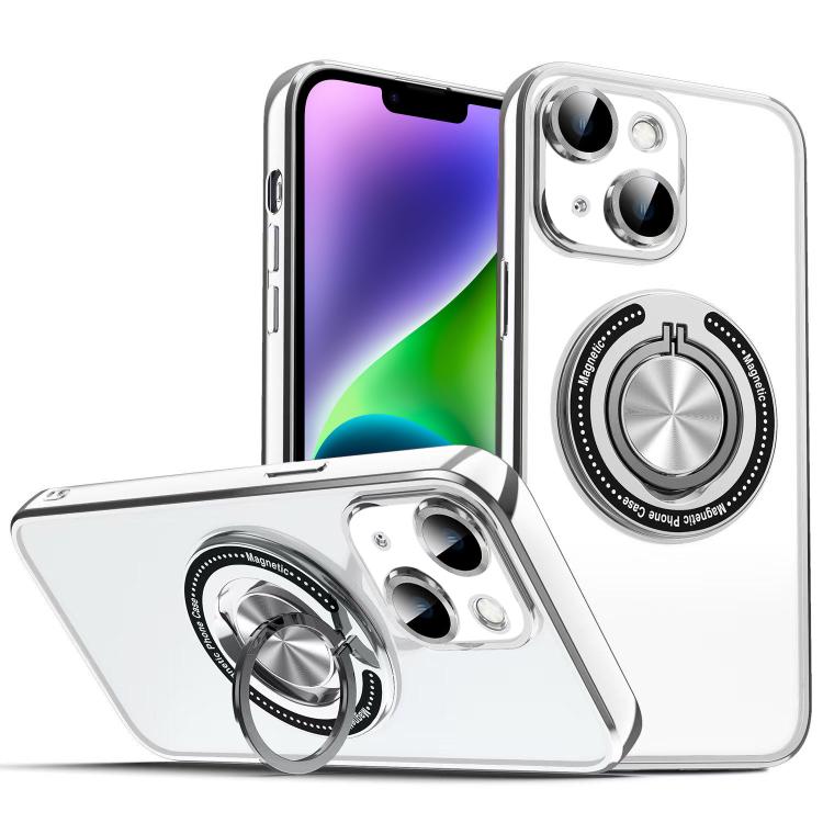 For iPhone 14 Plus Colorful 360 Invisible Ring MagSafe Phone Case