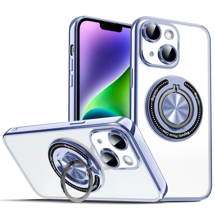 For iPhone 14 Plus Colorful 360 Invisible Ring MagSafe Phone Case
