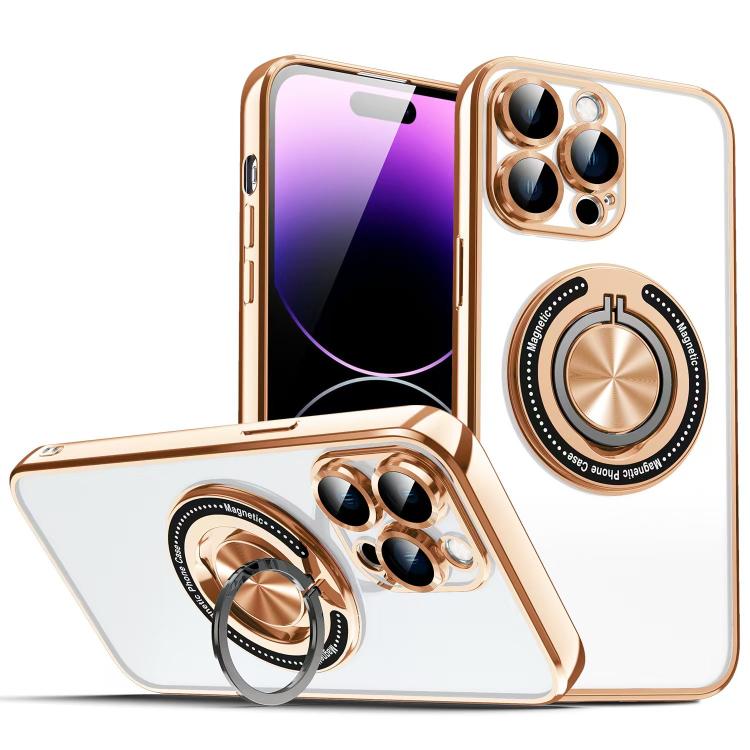 For iPhone 14 Pro Max Colorful 360 Invisible Ring MagSafe Phone Case