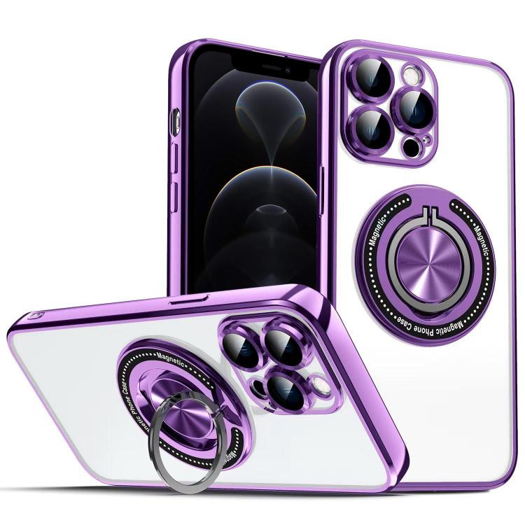 For iPhone 12 Pro Colorful 360 Invisible Ring MagSafe Phone Case