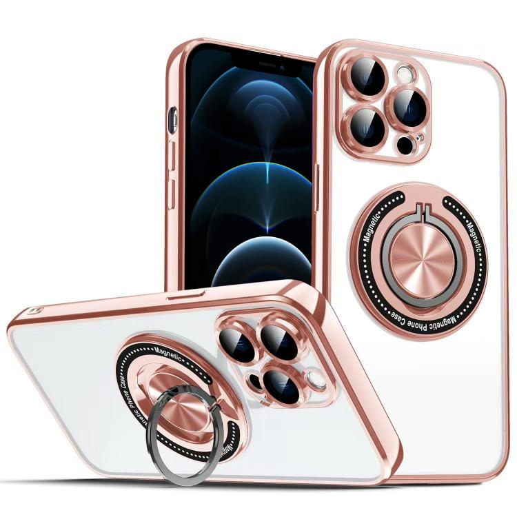 For iPhone 12 Pro Max Colorful 360 Invisible Ring MagSafe Phone Case