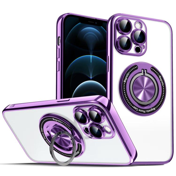 For iPhone 12 Pro Max Colorful 360 Invisible Ring MagSafe Phone Case
