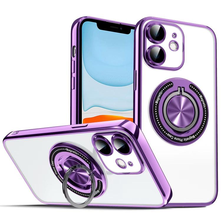 For iPhone 11 Colorful 360 Invisible Ring MagSafe Phone Case