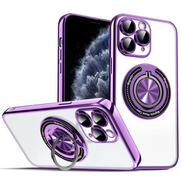 For iPhone 11 Pro Colorful 360 Invisible Ring MagSafe Phone Case
