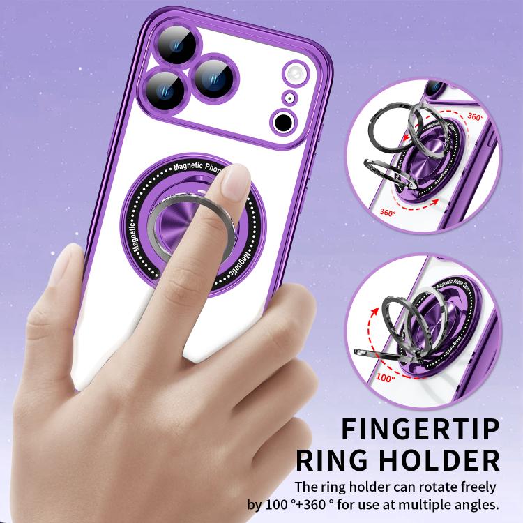For iPhone 12 Colorful 360 Invisible Ring MagSafe Phone Case