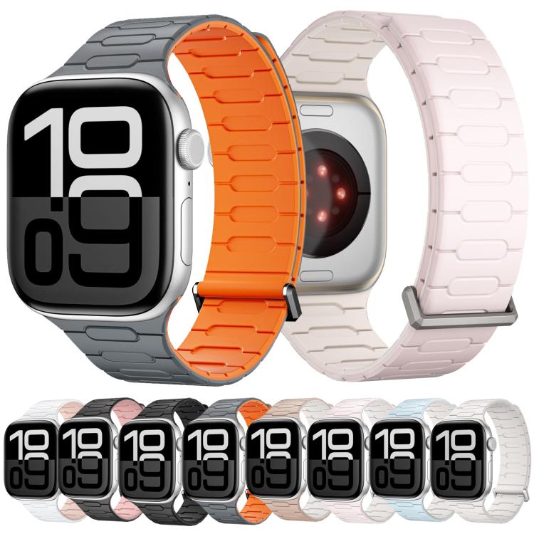 For Apple Watch 46mm / 49mm / 45mm / 44mm I-Shaped Magnetic Silicone Watch Band