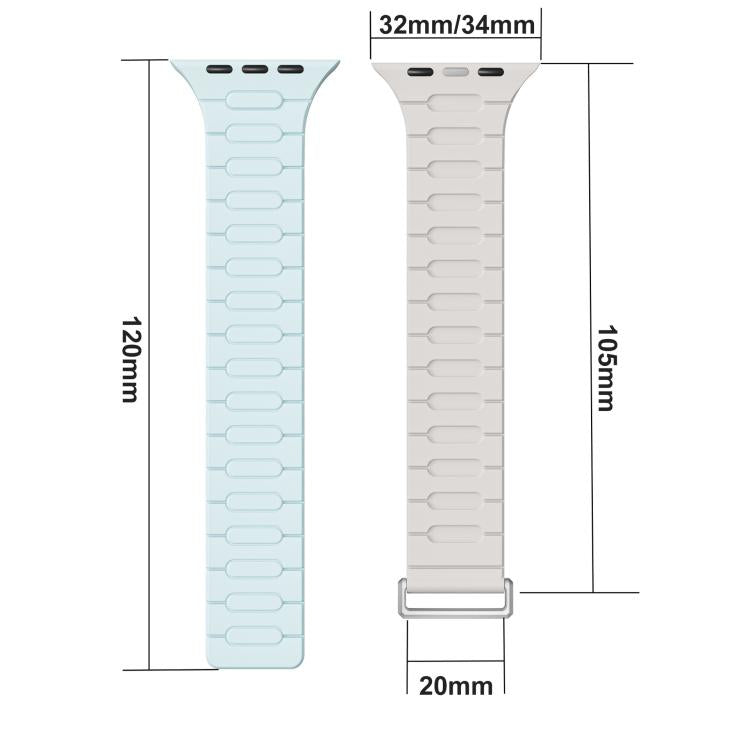 For Apple Watch 46mm / 49mm / 45mm / 44mm I-Shaped Magnetic Silicone Watch Band