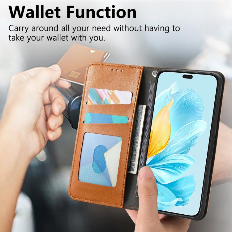 For Honor 200 Lite Global Elastic Wristband Magnetic Suction Leather Phone Case