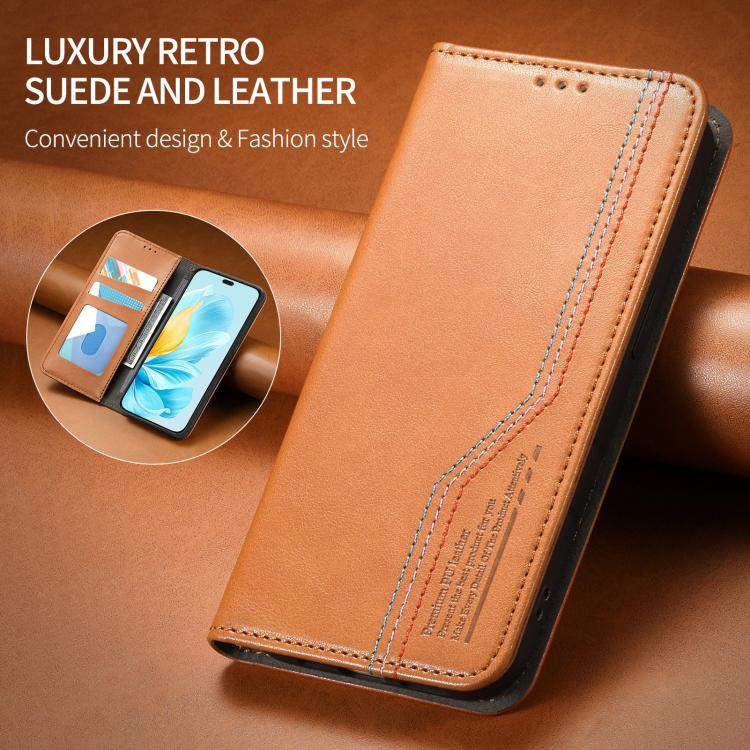 For Honor 200 Lite Global Elastic Wristband Magnetic Suction Leather Phone Case