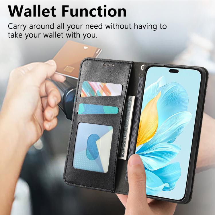 For Honor 200 Lite Global Elastic Wristband Magnetic Suction Leather Phone Case