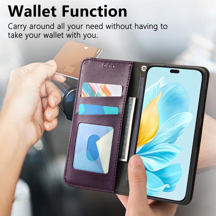 For Honor 200 Lite Global Elastic Wristband Magnetic Suction Leather Phone Case