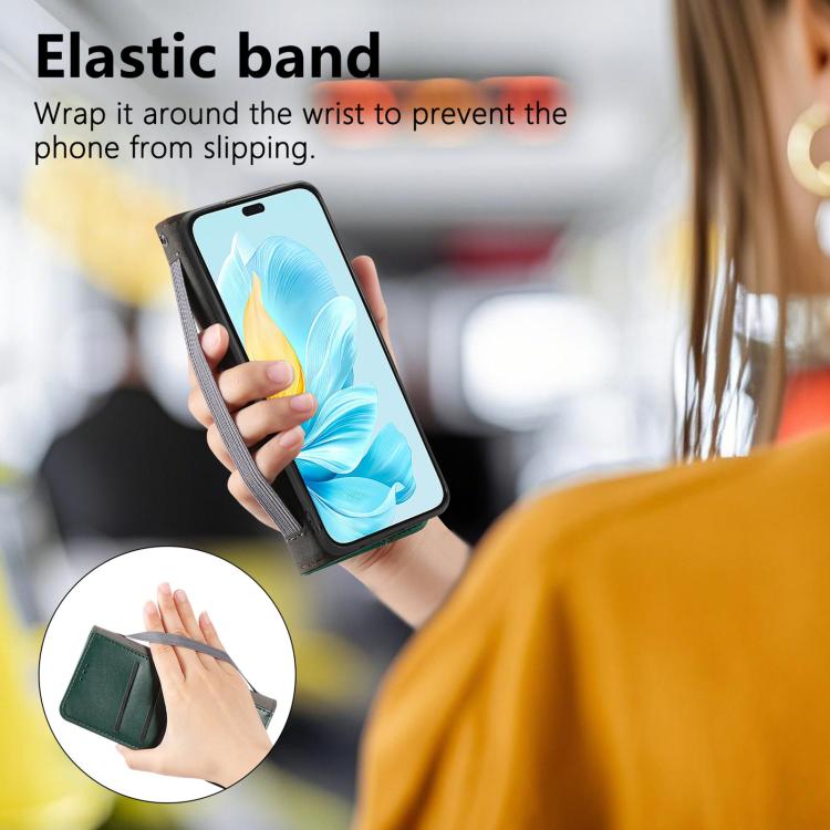 For Honor 200 Lite Global Elastic Wristband Magnetic Suction Leather Phone Case