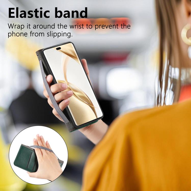 For Honor 200 Pro Elastic Wristband Magnetic Suction Leather Phone Case