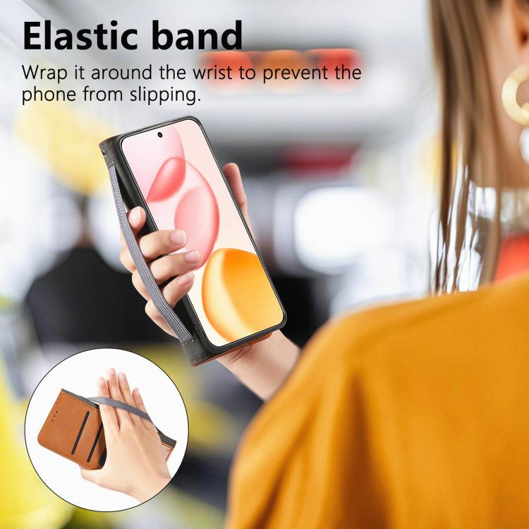 For Honor 400 Glodal 156.5mm Elastic Wristband Magnetic Suction Leather Phone Case