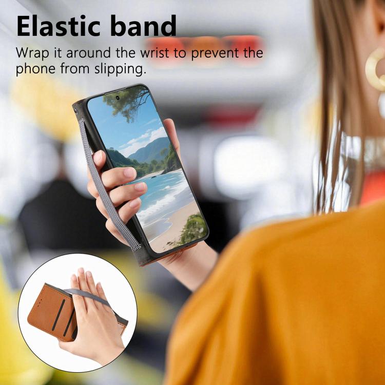 For Xiaomi 17 Pro Max Elastic Wristband Magnetic Suction Leather Phone Case