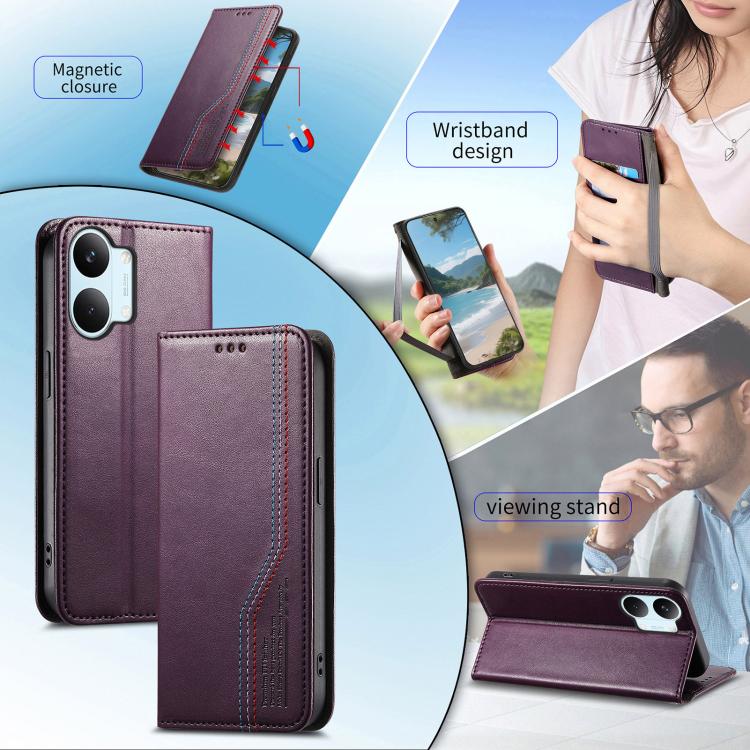 For Redmi Turbo 5 Max 5G Elastic Wristband Magnetic Suction Leather Phone Case