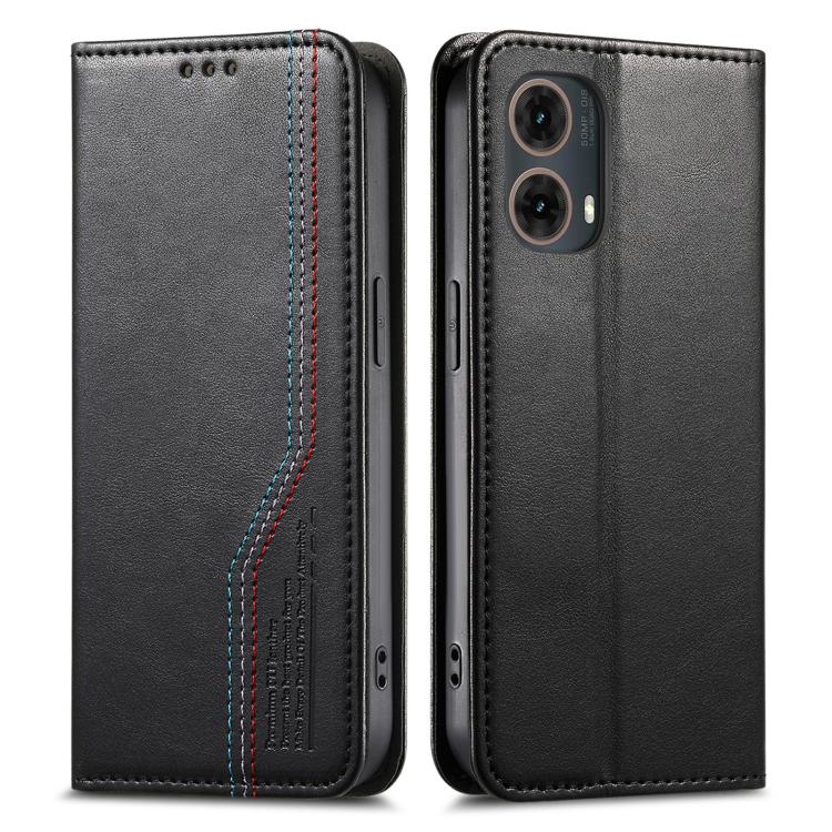 For Motorola Moto G85 Elastic Wristband Magnetic Suction Leather Phone Case