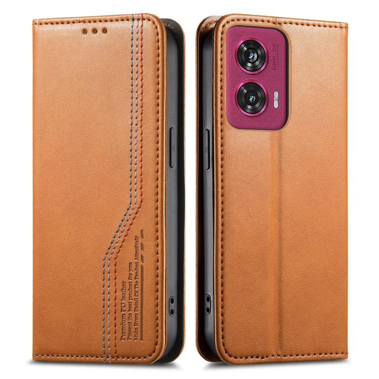 For Motorola Moto Edge 50 Fusion Elastic Wristband Magnetic Suction Leather Phone Case