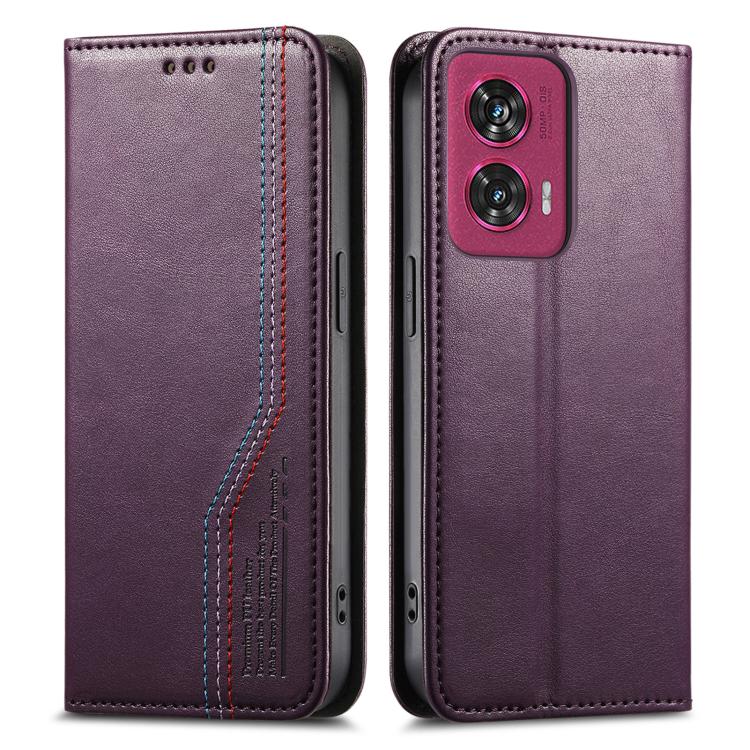 For Motorola Moto Edge 50 Fusion Elastic Wristband Magnetic Suction Leather Phone Case