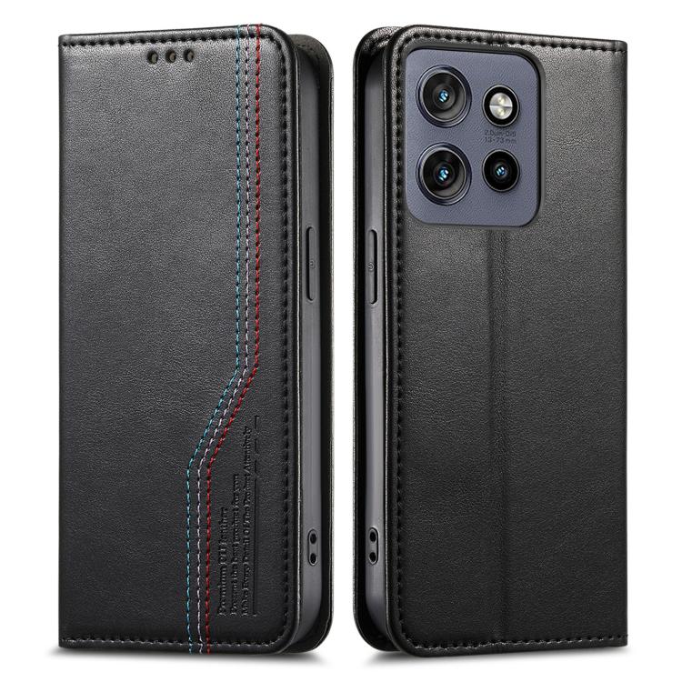 For Motorola Moto Edge 50 Neo Elastic Wristband Magnetic Suction Leather Phone Case