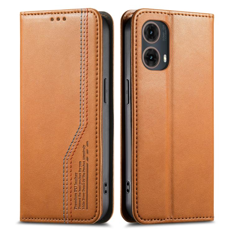 For Motorola Moto E15/  G05 Elastic Wristband Magnetic Suction Leather Phone Case