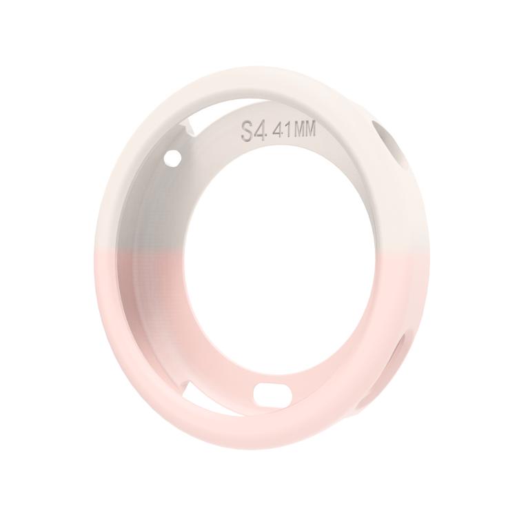 For Xiaomi Watch S4 41mm Solid Color Textured Silicone Watch Band Silicone Protective Cover Set - Pink+Starlight Pink