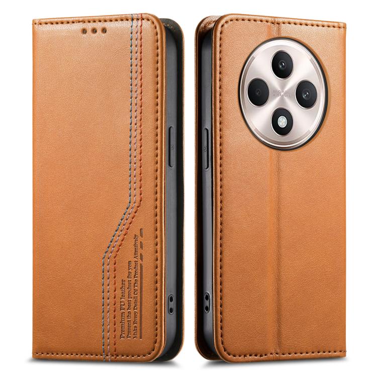 For OPPO Reno12 F Elastic Wristband Magnetic Suction Leather Phone Case