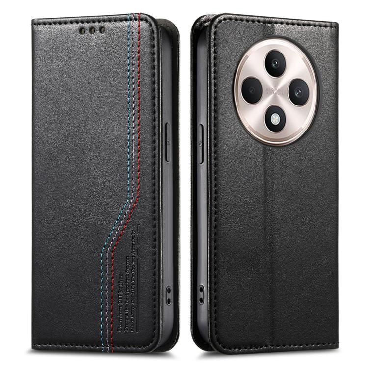 For OPPO Reno12 F Elastic Wristband Magnetic Suction Leather Phone Case