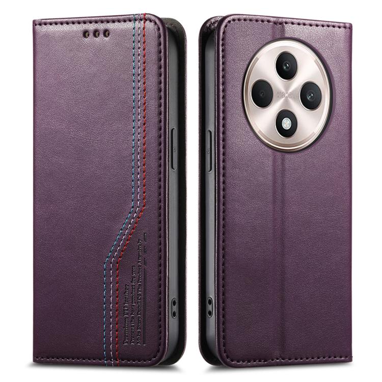 For OPPO Reno12 F Elastic Wristband Magnetic Suction Leather Phone Case