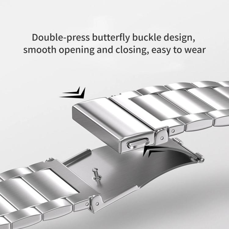 22mm Hooked Buckle Quick Release Ear Switch Three Beads Stainless Steel Watch Band