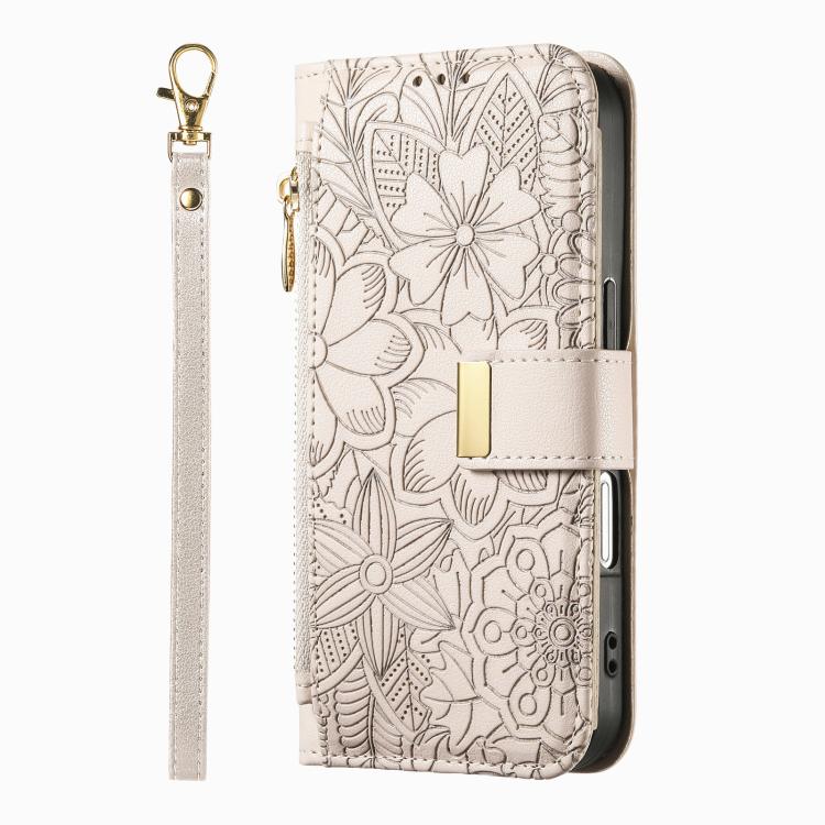 For Motorola Moto G86 5G Flowers Leaves Zipper Wallet Leather Phone Case with Strap