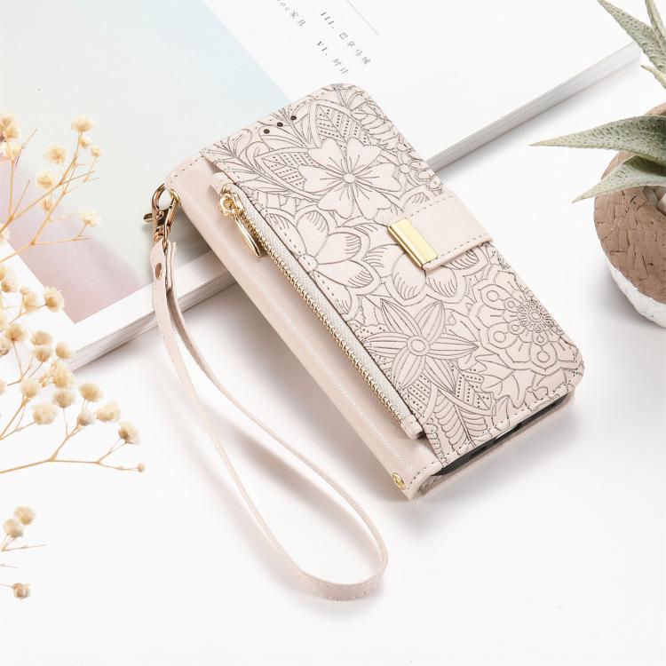 For Motorola Moto G86 5G Flowers Leaves Zipper Wallet Leather Phone Case with Strap