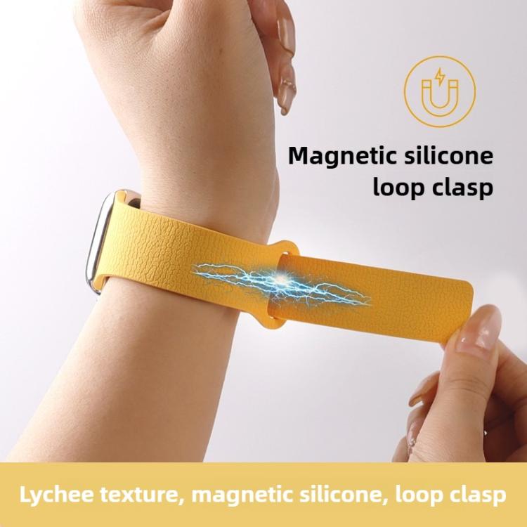 For Apple Watch 42mm / 41mm / 40mm / 38mm Lychee Pattern Magnetic Loop Silicone Watch Band