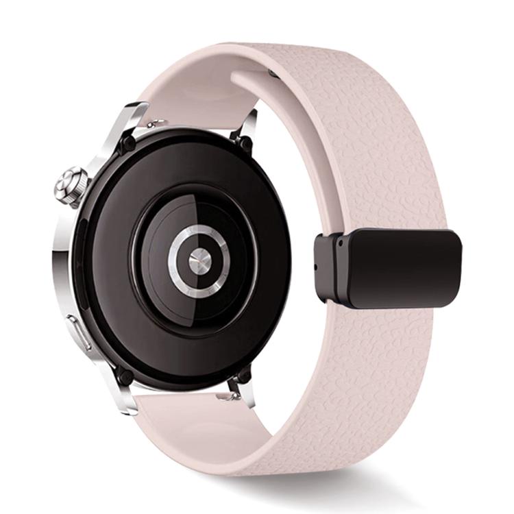 20mm Lychee Texture Magnetic Fold Buckle Solid Color Silicone Watch Band
