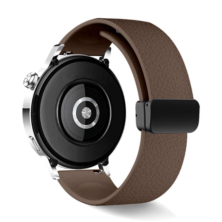 20mm Lychee Texture Magnetic Fold Buckle Solid Color Silicone Watch Band