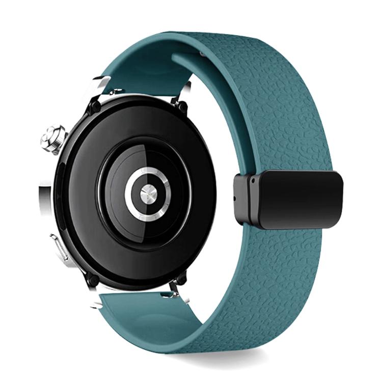 20mm Lychee Texture Magnetic Fold Buckle Solid Color Silicone Watch Band