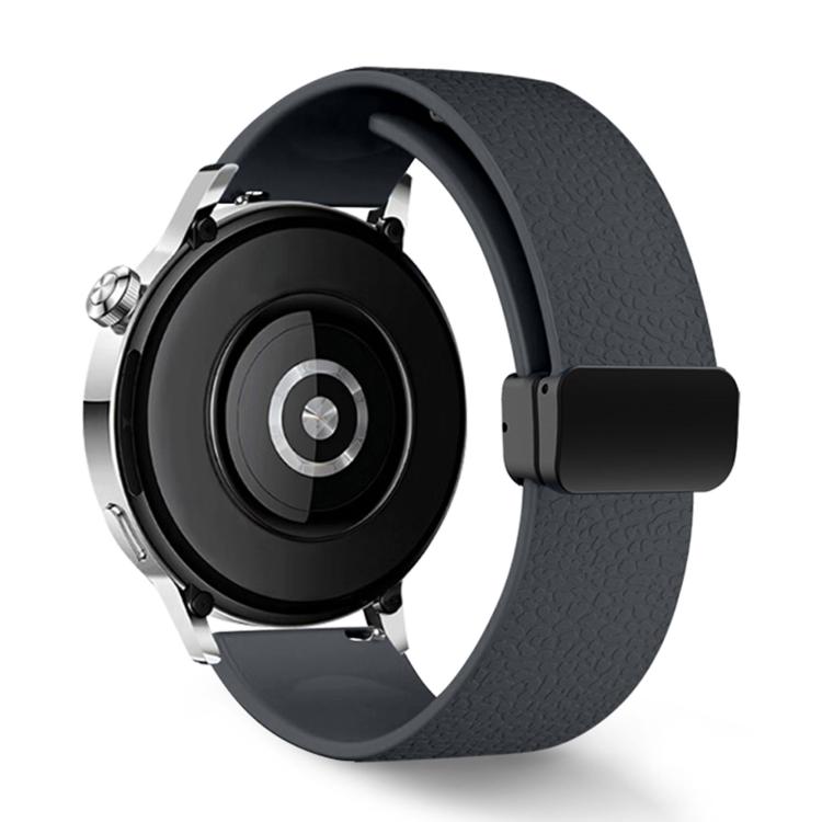 20mm Lychee Texture Magnetic Fold Buckle Solid Color Silicone Watch Band