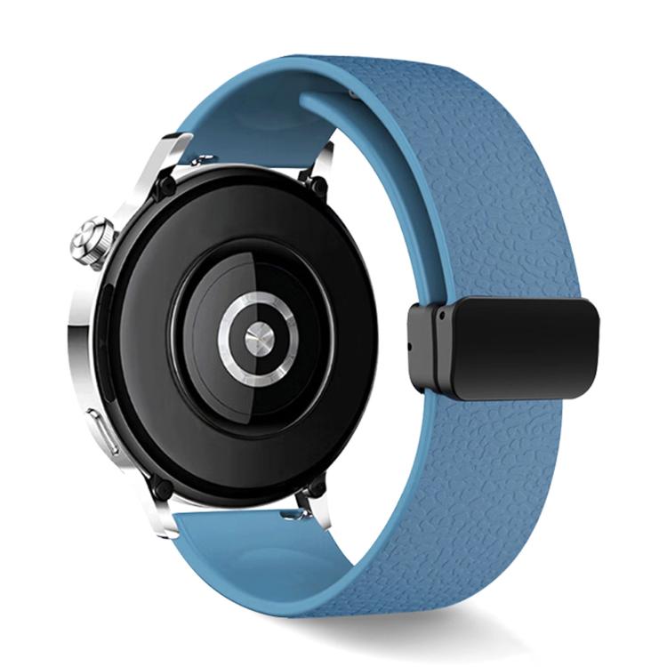22mm Lychee Texture Magnetic Fold Buckle Solid Color Silicone Watch Band