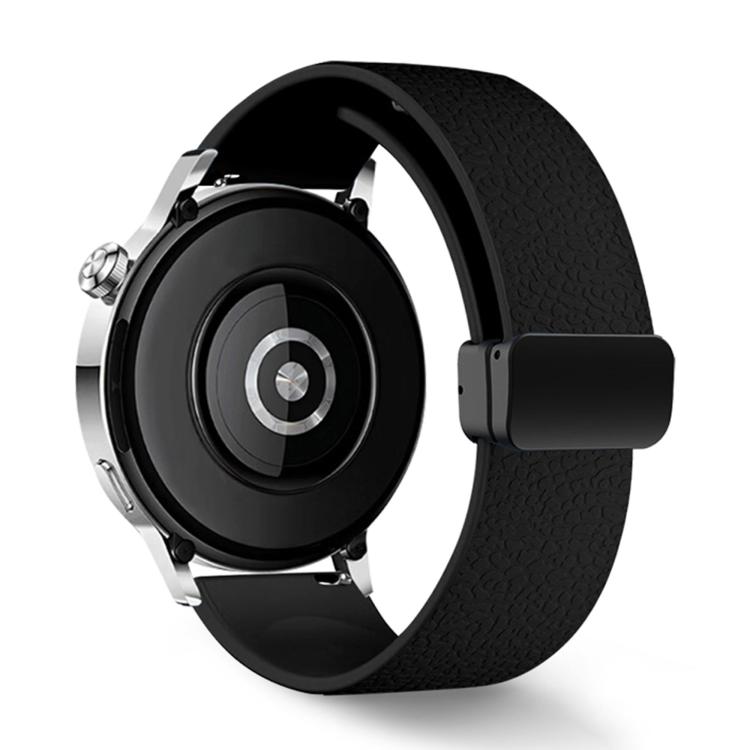 22mm Lychee Texture Magnetic Fold Buckle Solid Color Silicone Watch Band