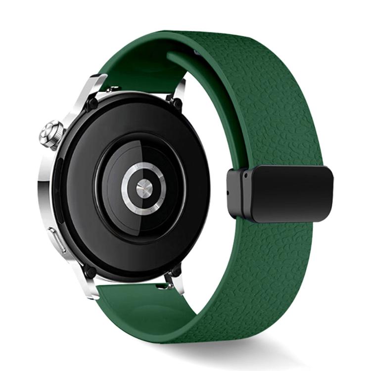 22mm Lychee Texture Magnetic Fold Buckle Solid Color Silicone Watch Band