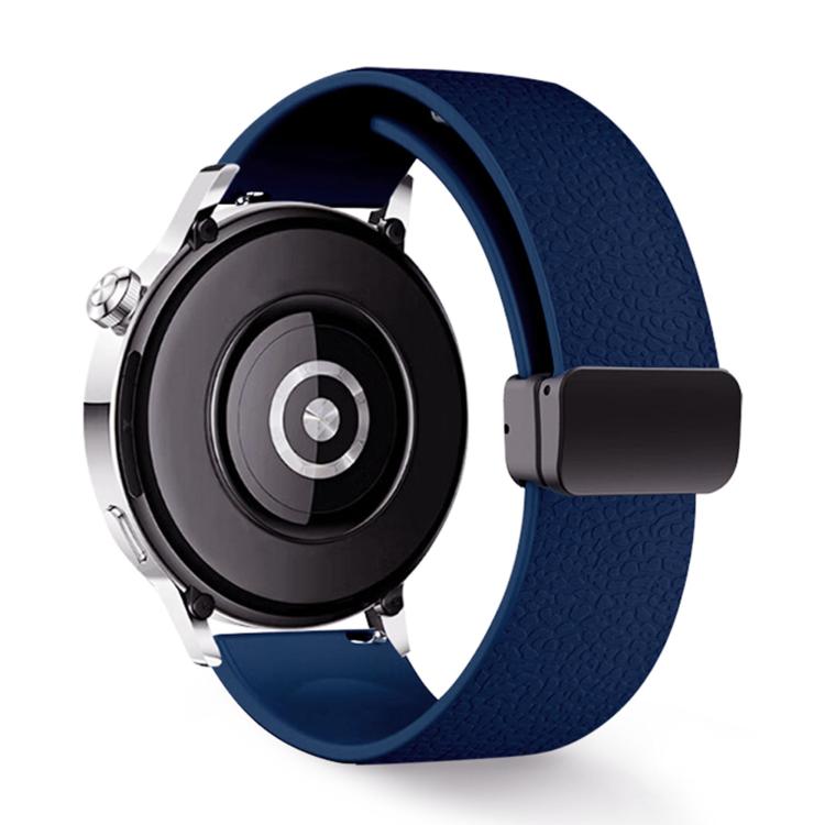 22mm Lychee Texture Magnetic Fold Buckle Solid Color Silicone Watch Band