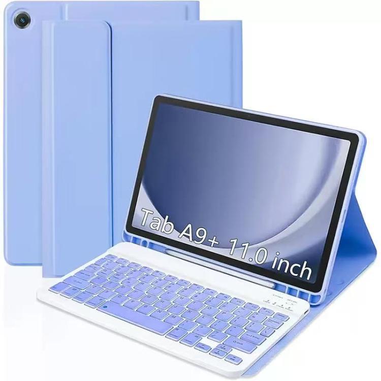 For Samsung Galaxy Tab A9+ Tablet Case with Bluetooth Keyboard - Bright Purple