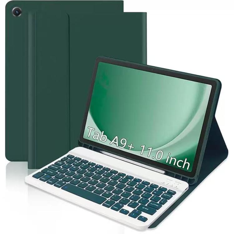 For Samsung Galaxy Tab A9+ Tablet Case with Bluetooth Keyboard - Dark Green